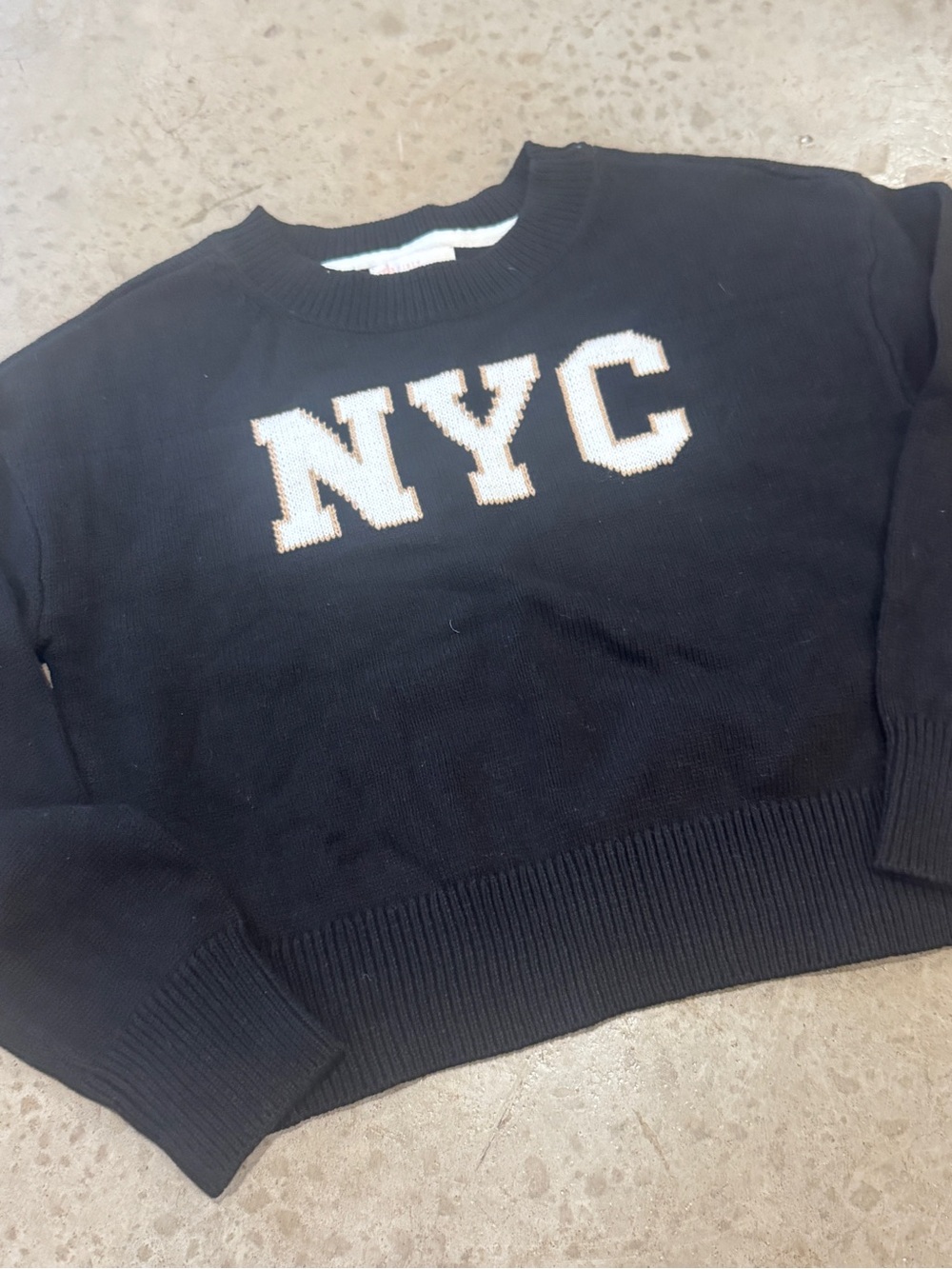 GB girls Black Crewneck Sweater with NYC Lettering